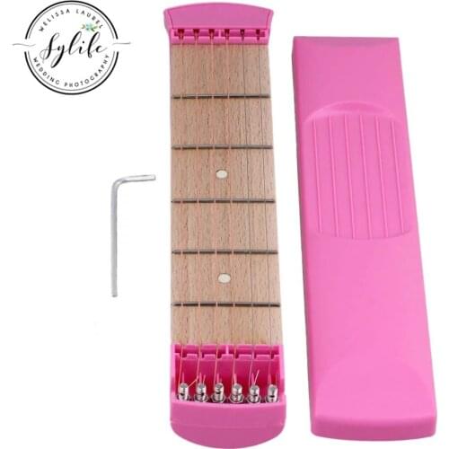 Pink Pocket Guitar 6 Fret 6 Strings Trainer Tool Gadget for Student