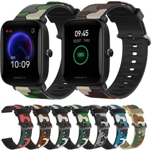 For Huami Amazfit Bip U Pro Watchband 20mm Silicone Wristband Bracelet For Amazfit Bip S／GTS 2 Mini 2E Camouflage Sport Strap