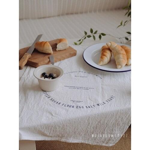 Korean Style Printed Tablecloth French English Printed White Napkin Bonappetit Photo Background Cloth Tablecloth