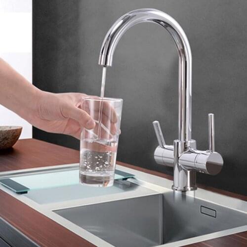 Drinking Water Purification Tap Beige&Chrome Kitchen Sink Faucet Mixer Design 360 Degree Rotation Filtered Kitchen Faucet