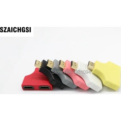 SZAICHGSI HDMI Male To HDMI Female 1 to 2 Way Splitter Adapter Cable for HD TV colorful color wholesale 300pcs/lot