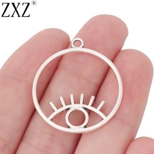 ZXZ 10pcs Tibetan Silver Eye Charms Pendants for Necklace Bracelet Earring DIY Jewelry Making Accessories 30mm