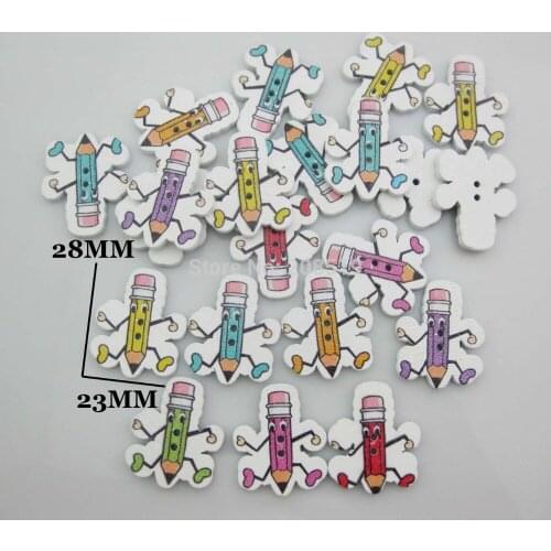 WBNLOW Flatback craft button 150pcs/lot Mix colors 28mm*23mm Pencil pattern children scrapbooking accessories