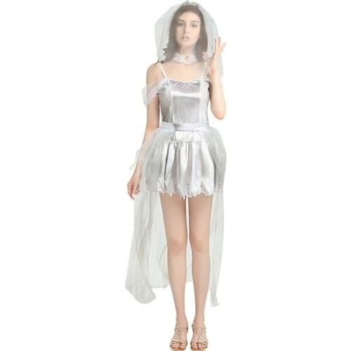 Sexy Ghost Bride Halloween costumesWomen Vampire Zombie Dress Decadent Dark Styling High quality Costumes Cosplay for women