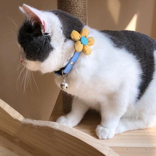 1PCS Pet Collar Fashion Adjustable Cute Flower Decor Dog Collar Cat Collar with Bell Pet Supplies Cat Puppy Pet Accessories