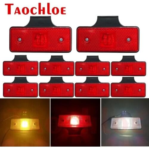 10Pcs 12V 24V LED Side Marker Lights Truck Trailer Tractor Clearance Lamps Turn Signals Indicator Running Light Red White Amber