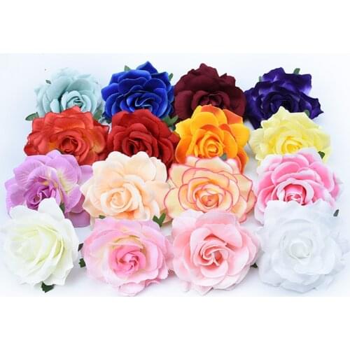 10CM High Quality Silk Roses Flower Wall Wedding Home Decor Christmas DIY Brooch Bridal Accessories Clearance Artificial Flowers