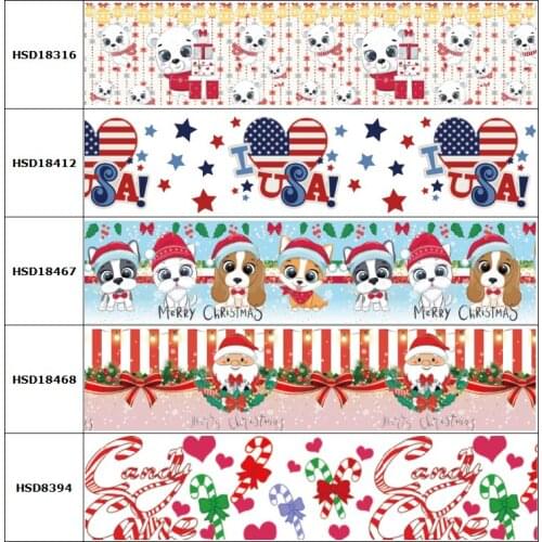 10yard New Arrival Christmas Festival Printed Grosgrain Ribbon Accessory Hairbow Headwear Decoration DIY Wholesale OEM 38MM 75MM