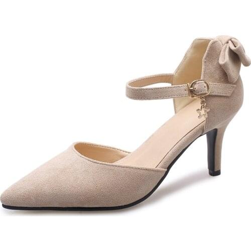 19 years spring and summer new stiletto heel with pointed bow hollow sandals 33-43