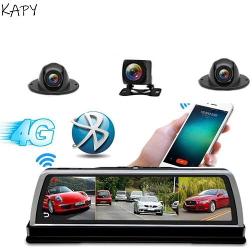 2021 New Car DVR Dashcam 4G 4 Channel ADAS Android 10" Center Console Mirror GPS WiFi FHD 1080P Rear Lens Video Recorder