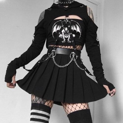 2021 Dark Personality Female Student Strapless Sexy Short Top Summer Gothic Devil Print Sleeveless Backless Slim Tube Top