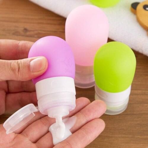 38/60/80ml Traveler Portable Make Up Bottle Silicone Refillable Portable Storage Press Bottles For Lotion Shampoo Make Up Tools