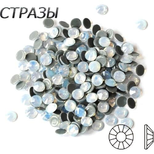 2058HF White Opal SS6-SS30 Stones And Crystal Hot Fix Rhinestones Applique Wedding Dress Stone Glass Flat Back Clothes