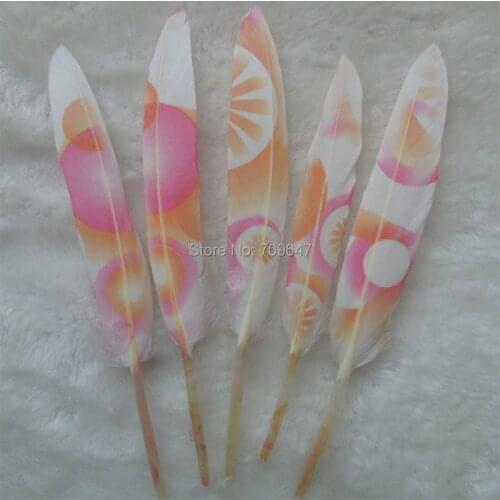 50PCS/lot!White Goose feathers with Fruits Print Craft Loose Feathers for millinery,wedding,supplies,9-15cm