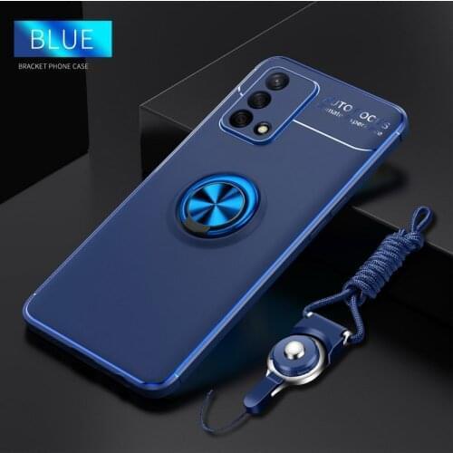 Silicone case For OPPO A74 A54 F19 Pro A94 4G A93 A55 case With Strip Cover For OPPO Reno 5 Pro 5Z 4 Lite Finger Ring Holder