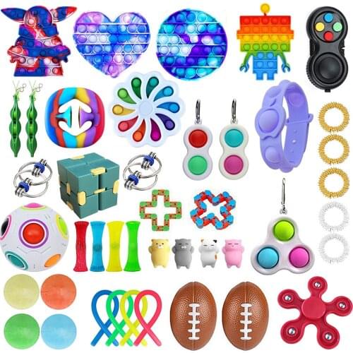 Kids Push Bubble Fidget Toys Anti Stress Set Strings Relief Adults Children Sensory Squishy Antistress Relief Anti Stress Figdet