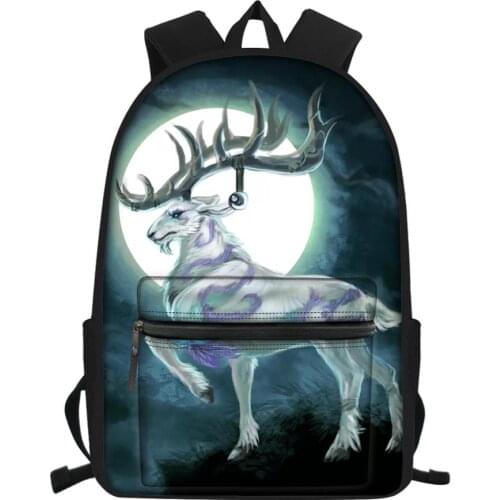 HaoYun Childrens Canvas Backpack Fantasy Moon Deer Prints Pattern Students Book Bags Womens Multi-functional Travel Backpacks