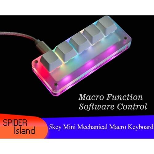 DIY Macro function Keyboard Shortcut Mechanical Keyboard + Backlight 5 key Self setting Defination Custom with software