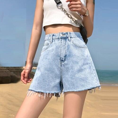 Denim shorts womens summer new style 2021 high waist slim and loose outer wear small a-line hot pants shorts women jeans