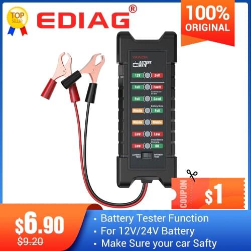 Ediag BM410 Mini 12V 24V Car Battery Tester Digital Test Tool Alternator BM310 6 LED Light Display BM320 Auto Diagnostic Tools