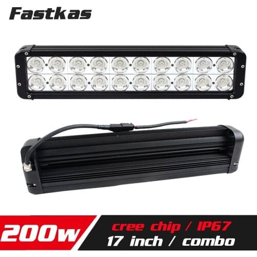 FASTKAS 17" 200W LED Light Bar 12v 24v combo IP67 for Tractor ATV CREE Chip LED offorad light bar 4X4 LED bar offroad