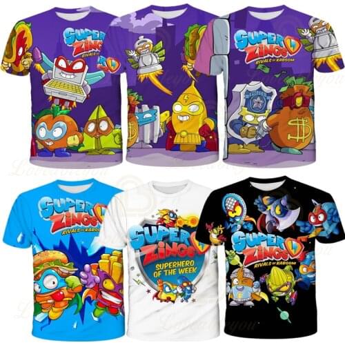 Superzings Graphic Cartoon T-shirt 3D Game Pattern Kdis Shirt Casual Summer Harajuku Short Sleeve Tees Children Boys Girls Tops