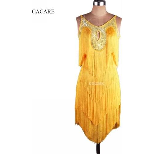 CACARE Tassels Latin Dance Dress Women Girls Latin Dance Competition Dresses Salsa Samba Costumes Salsa D0533 Rhinestones