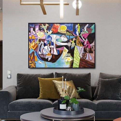 Night Fishing At Antibes Masterpiece Reproduction Picasso Poster Oil Painting Abstract Canvas Painting Wall Art Home Decoration