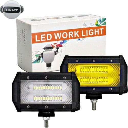 LKT 4D Led Work Lamp 5 Inch 72W 24 LED Offroad Working Light Bar For Trucks 4x4 4WD SUV ATV 6000K Flood Beam 12V 24V