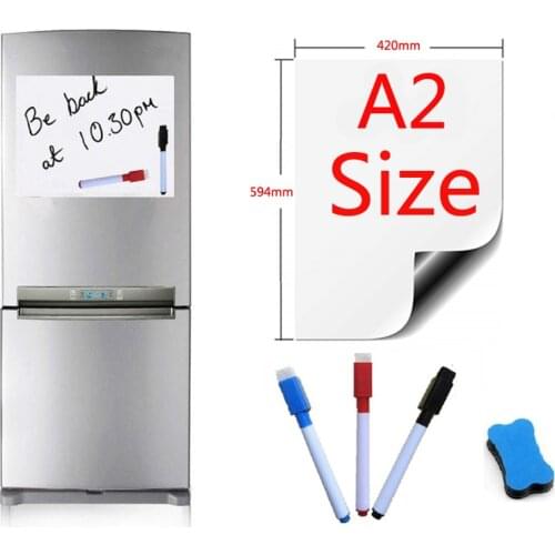 A2 Size Magnetic Whiteboard Fridge Magnets Marker Home Kitchen Message Boards Writing Sticker Magnets 1 Eraser 3 Pen