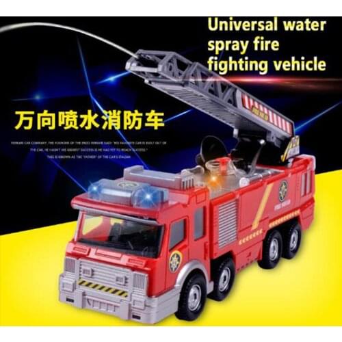 Can Spray Water Guns Fire Truck Toy Model Vehicles Car With Light and Voice Fire Fighting Truck Educational Toy for Kid as Gift