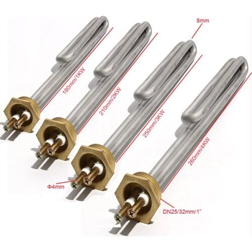 DN25 Sauna Steam Engine Heating Tube 220V Stainless Steel High Temperature Electric Heater Element 1KW 2KW 3KW 4KW
