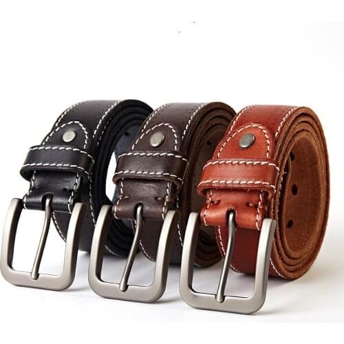 612 New Fashion Water-washed leather Belt Men Wide Belts Pure Cowhide Leather Trousers Belt