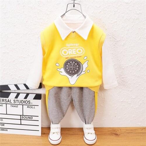 0-5 Year Spring Autumn Boy Girl Clothing Set 2021 New Fashion Active Vest+Shirt+Pant Kid Children Baby Toddler Boy Girl Clothing