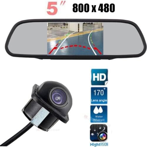 Parking car 5 Inch LCD TFT Car Rear View Mirror Monitor 800 x 480 with Dynamic Track Rear View CCD Backup Reverse Camera Kit