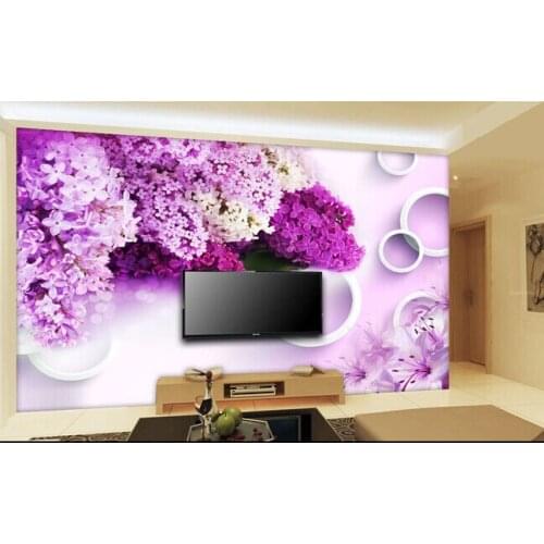 The most popular 3D large murals, modern simple purple lavender wall paper, living room sofa TV wall bedroom wall paper