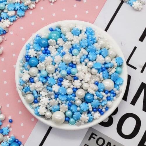 White Blue Flower Sprinkles Cake Edible Decoration Decorating for Cup Cake, Dessert, Ice cream, Donuts