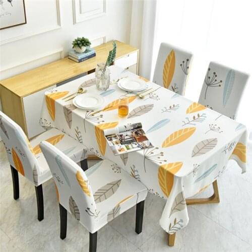 Yellow/Grey Leaves Patterns Tablecloth Nordic Home Furnishing Decoration Rectangle Plant Tablecloth ZB-HM305#30