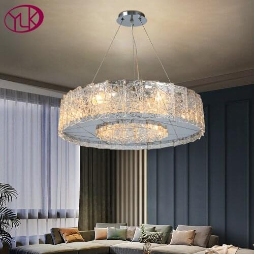 Modern living room led light chandelier round gold/silver glass hanging light fixture dining room decoration indoor lighting