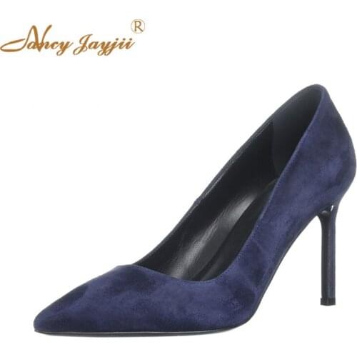 Nancyjayjii Woman Pumps Adult Lady Shoes Flock Solid Super High Thin heels Pointed Toe Slip-On Spring/Autumn Party Classic 2021