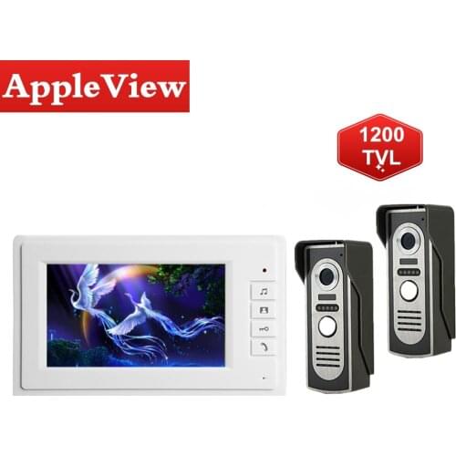 Visual Intercom Doorbell 7'' TFT Color LCD Wired Video Door Phone System Indoor Monitor 1200TVL Outdoor IR Camera Support Unlock