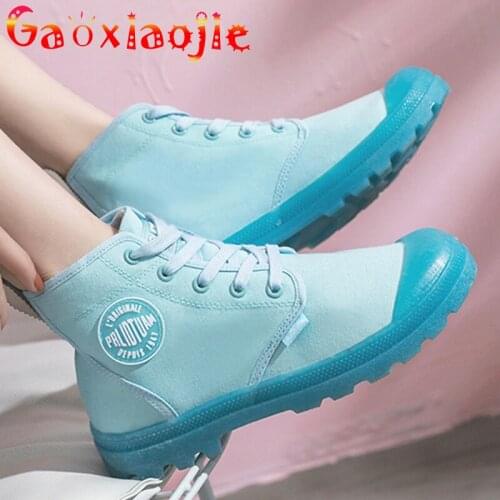 High-top Canvas Womens Shoes 2020New Super Soft Jelly Bottom Net Red Lace-Up Martin Boots Casual Wild wear Non-slip shoes women