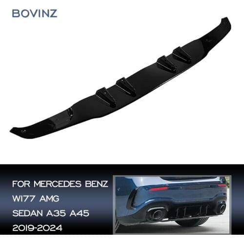 For Mercedes Benz W177 AMG Hatchback Sedan A35 A45 2019-2024 Rear Diffuser Lip Spoiler Splitter Glossy Black Auto Accessories