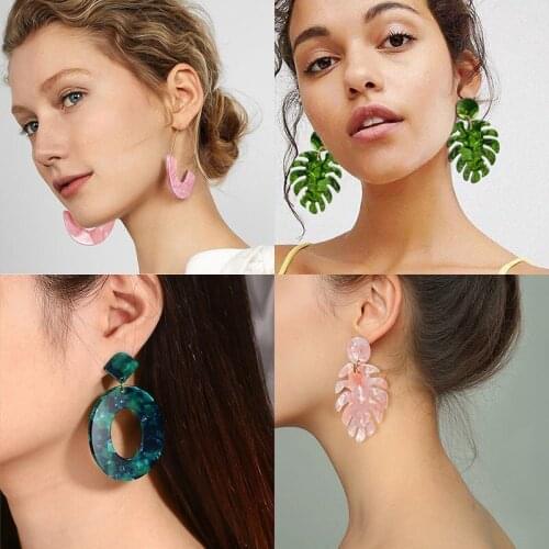 New Acrylic Fashion Statement Geometric Drop Earrings For Women Vintage Resin Oval Dangle Earrings 2021 Trend Wedding Jewelry