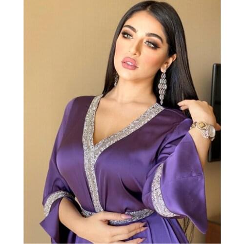 Dubai Abaya Dress For Women Luxury Diamond Beaded Kaftan Turkey Arabic Muslim Islamic Clothing Autumn 2020 New Moroccan Robe