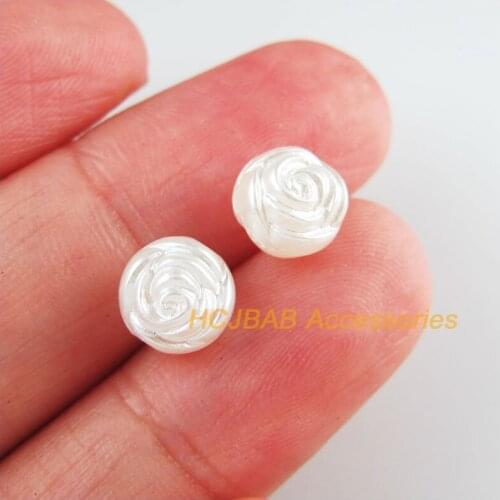 160 New Rose Flower Charms Acrylic Round Spacer Beads White 8mm
