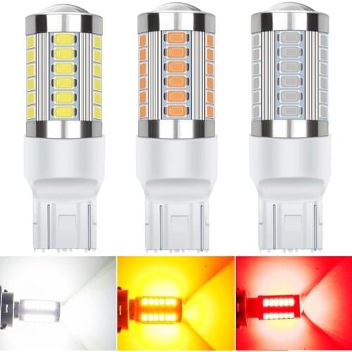 2pcs 1200 Lumens Xenon White 33SMD 3157 3357 3457 4114 3156 T25 LED Bulbs For 2011-up Jeep Compass DRL Daytime Running Lights