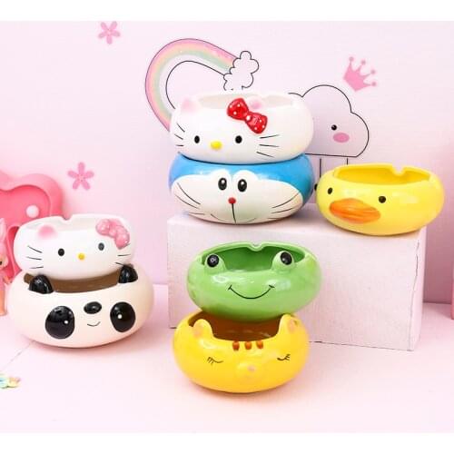 8.5cm/9.5cm South Korea Cute Cartoon Animals Ceramic Ashtray Creative Large Coffee Table Vehicle Car Ashtray House Mini Ashtray