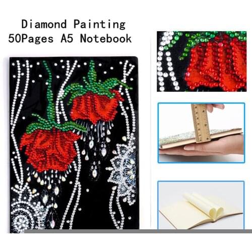 DIY Rose Special Shaped Diamond Painting Notebook Diary Book Pages A5 Notebook Embroidery Diamond Cross Stitch Note Book Gift