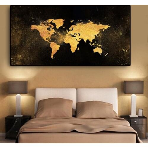Diamond Painting Abstract Black Gold World Map Cross Stitch Diamond Embroidery Picture Of Rhinestones Home Decoration A469